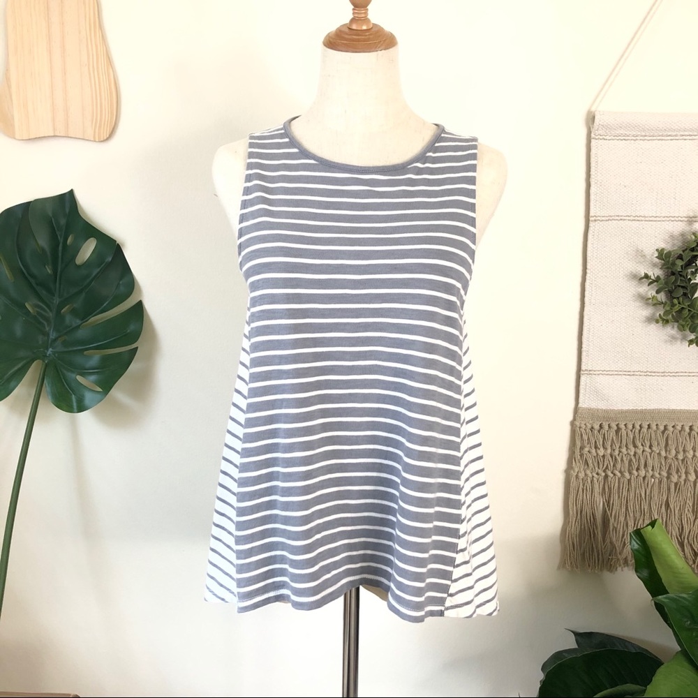 Madewell l Forward Seam Stripe Gray white tank top